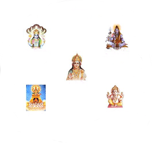 Panchayatana puja is a system of worshiping five Hindu deities namely Lord Surya, Goddess Devi, Lord Vishnu, Lord Ganesha and Lord Shiva. These five idols daily pooja 